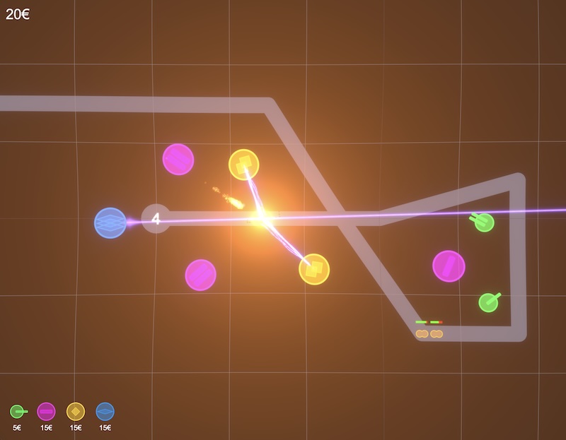 Retro mini 2d tower defense game using three.js